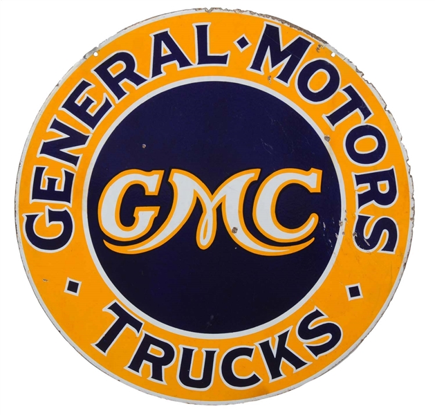 GMC TRUCKS PORCELAIN SIGN.                              