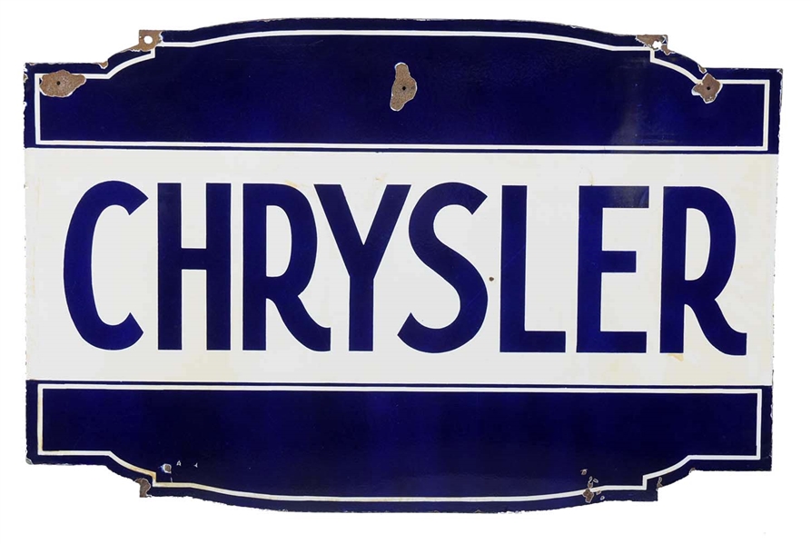 CHRYSLER DIECUT PORCELAIN SIGN.                         