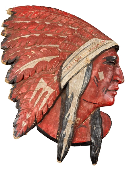 RED INDIAN PLASTER BUST.                          