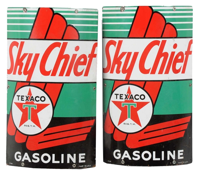 LOT OF 2: TEXACO SKY CHIEF CURVED SIGNS.          