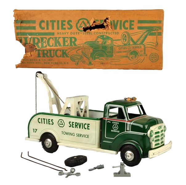 PRESSED STEEL MARX CITIES SERVICE TOW TRUCK.      