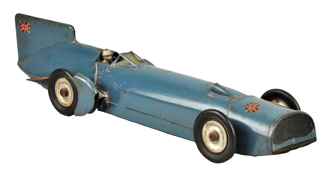 SCARCE PRESSED STEEL KINGSBURY BLUE BIRD RACE CAR.
