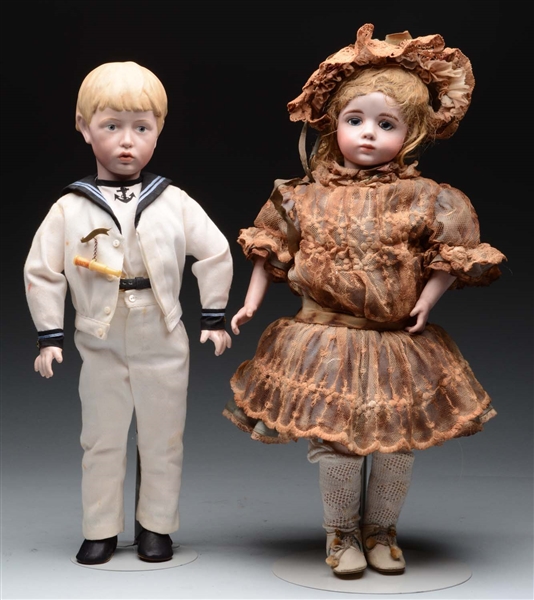LOT OF 2: REPRODUCTION DOLLS.                     