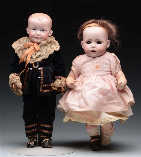 LOT OF 2: GERMAN BISQUE CHARACTER DOLLS.          