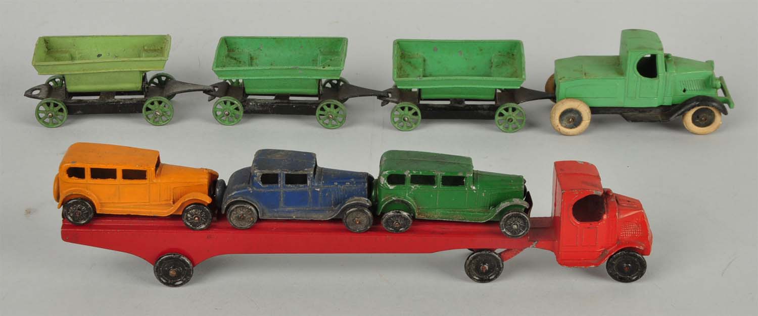 Lot Detail - LOT OF 2: TOOTSIETOY AUTO CARRIER & DUMP SET.