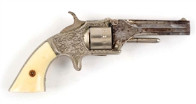 (A) CASED ENGRAVED AMERICAN STANDARD TOOL CO. TIP-UP REVOLVER.