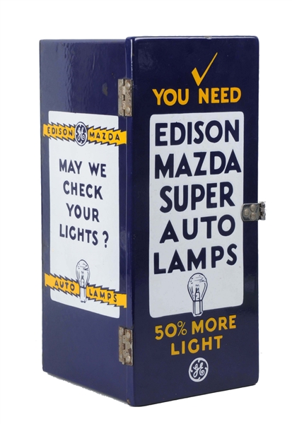 EDISON MAZDA SUPER AUTO LAMPS PORCELAIN DISPLAY CASE.  