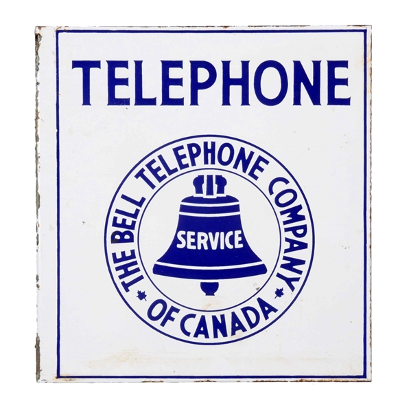 BELL TELEPHONE COMPANY OF CANADA PORCELAIN FLANGE SIGN.            