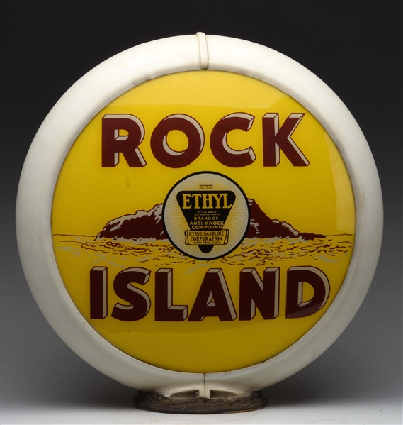 ROCK ISLAND WITH ETHYL 13-1/2" GLOBE LENSES.                                                  