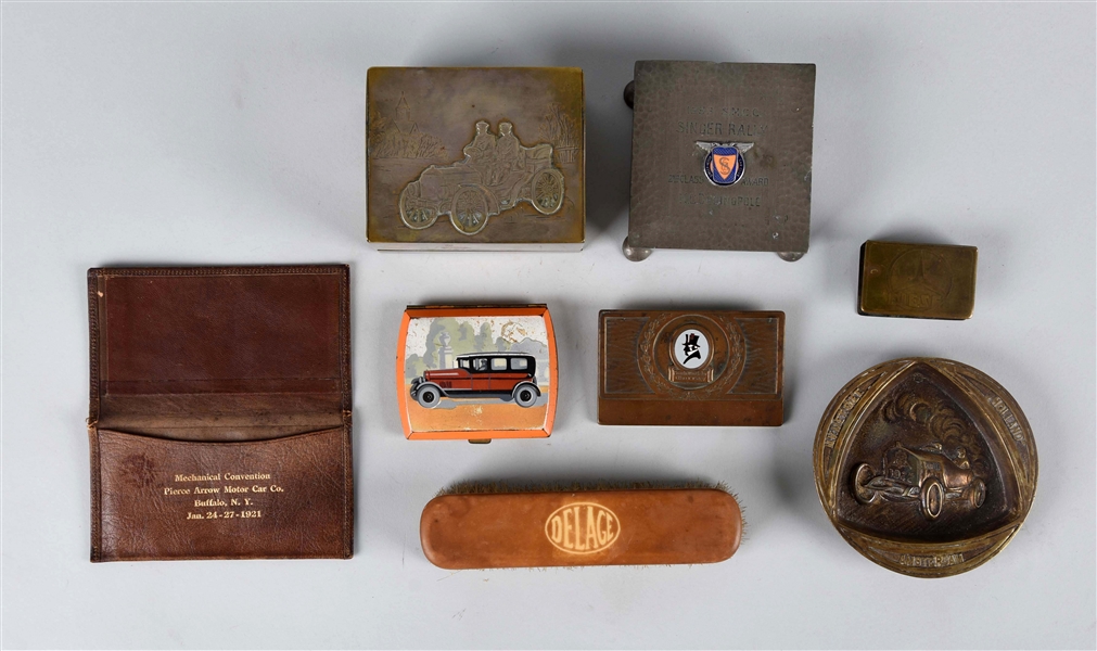 LOT OF 8: EARLY AUTOMOBILIA PIECES.                                                  