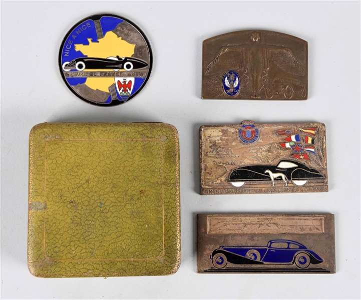 LOT OF 4: ENAMELED AUTO SHOW OR RALLY MEDALLIONS.                                                  