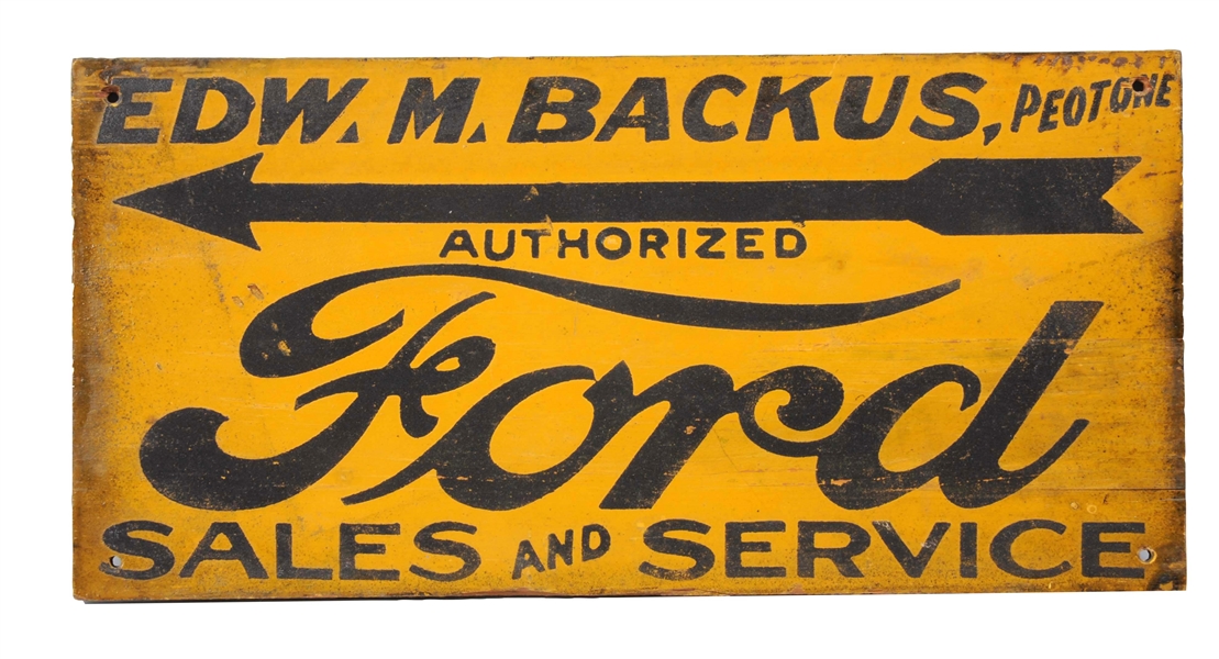 FORD AUTHORIZED SALES AND SERVICE WOOD SIGN.                                                  