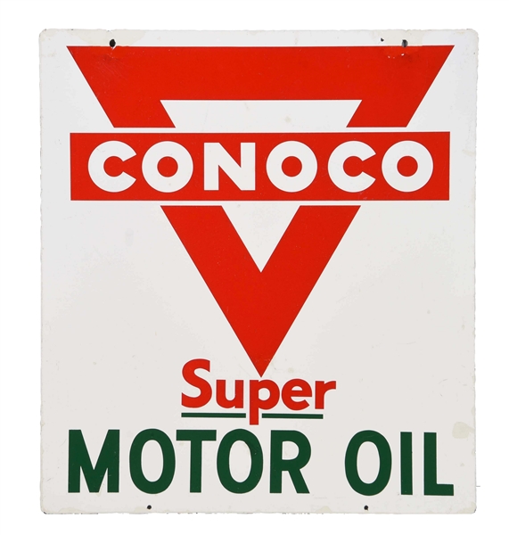 CONOCO SUPER MOTOR OIL W/ LOGO PORCELAIN SIGN.