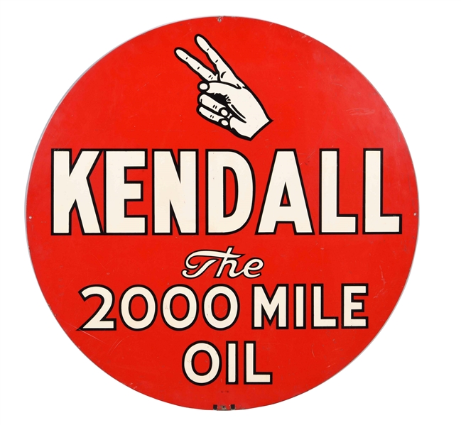 KENDALL "THE 2000 MILE OIL" TIN SIGN.
