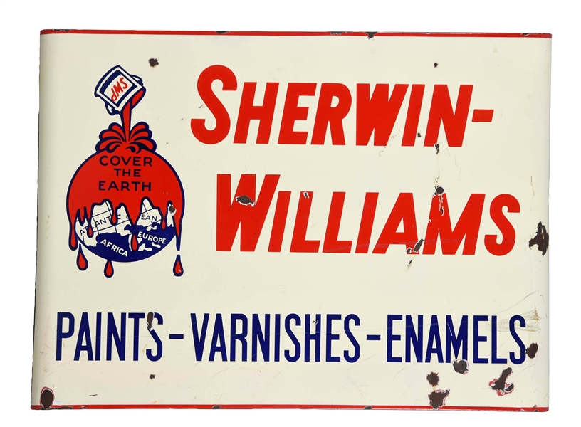 SHERWIN-WILLIAM PAINTS-VARNISHES-ENAMEL PORCELAIN SIGN.