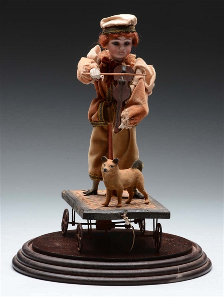 GERMAN WHEELED PLATFORM TOY WITH MUSICIAN.        