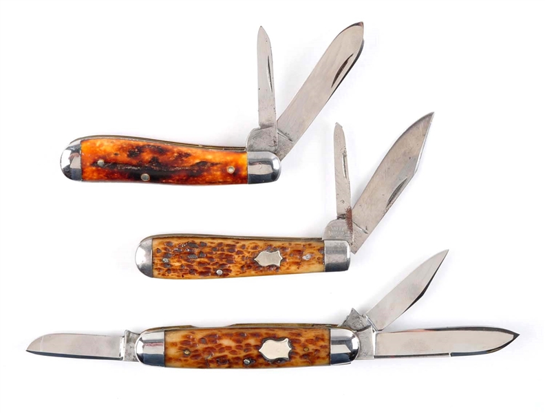 LOT OF 3: E.C. SIMMONS KEEN KUTTER POCKET KNIVES.