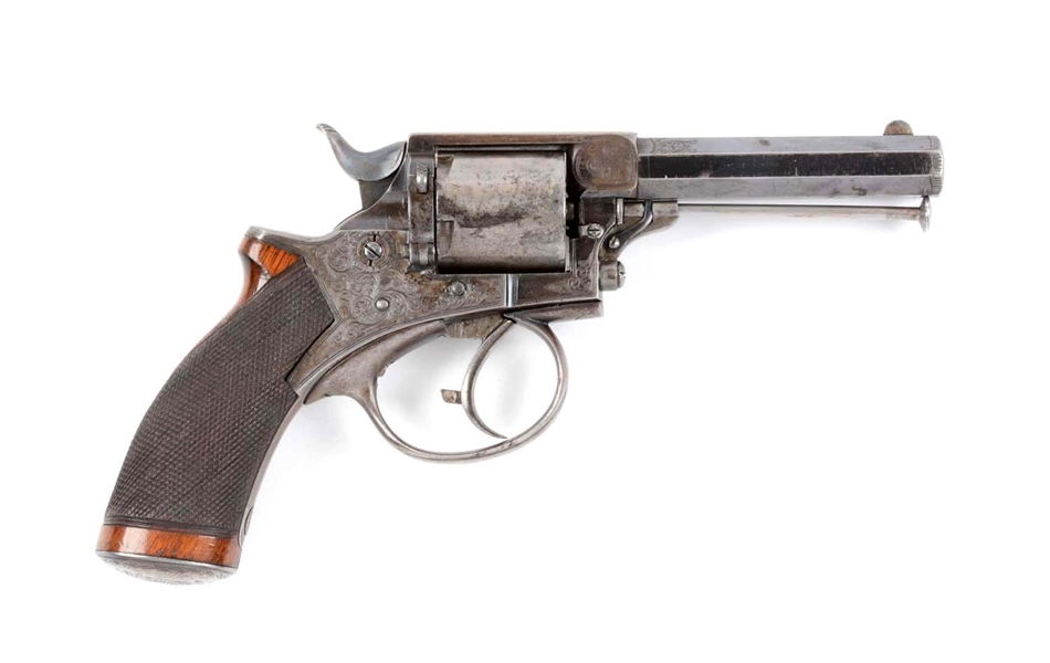 (A) CASED ENGRAVED TRANTER DOUBLE ACTION REVOLVER.
