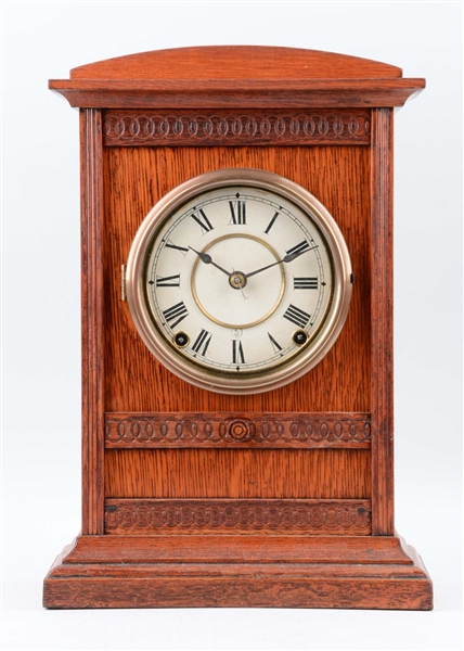 WOODEN CLOCK WITH ROMAN NUMERALS