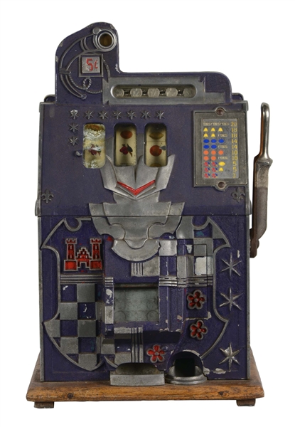 **5¢ MILLS BLUE FRONT "CASTLE FRONT" SLOT MACHINE