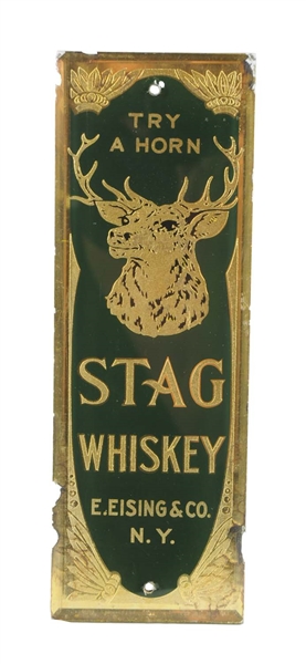 STAG WHISKEY REVERSE GLASS DOOR PUSH SIGN