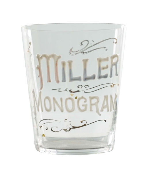 MILLER MONOGRAM RYE SHOT GLASS