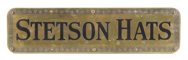 EARLY BRASS STETSON HATS ADVERTISING SIGN