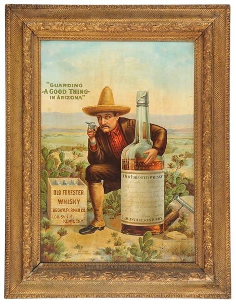 OLD FORESTER WHISKEY TIN LITHO ADVERTISING SIGN