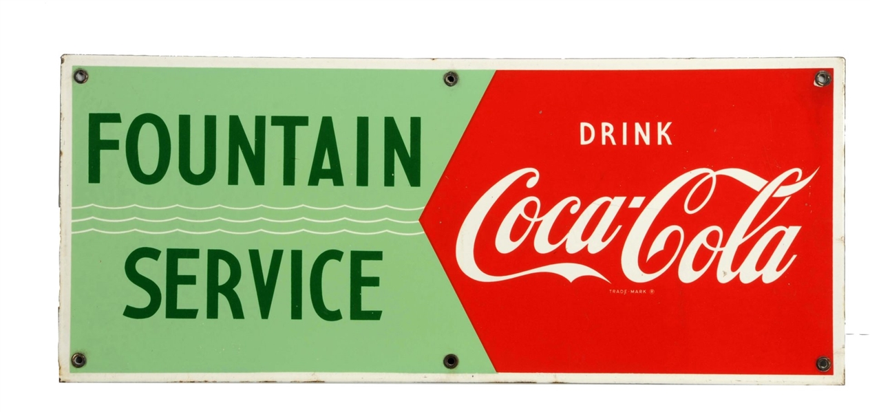 1950S COCA-COLA PORCELAIN FOUNTAIN SERVICE SIGN. 