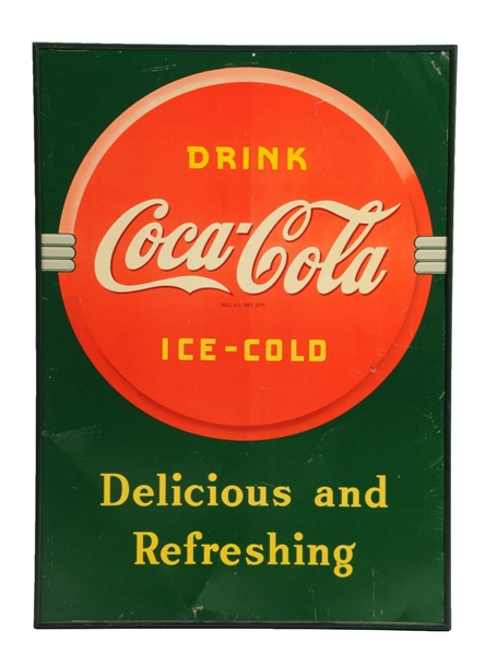 1950S COCA-COLA TIN ADVERTISING SIGN.            