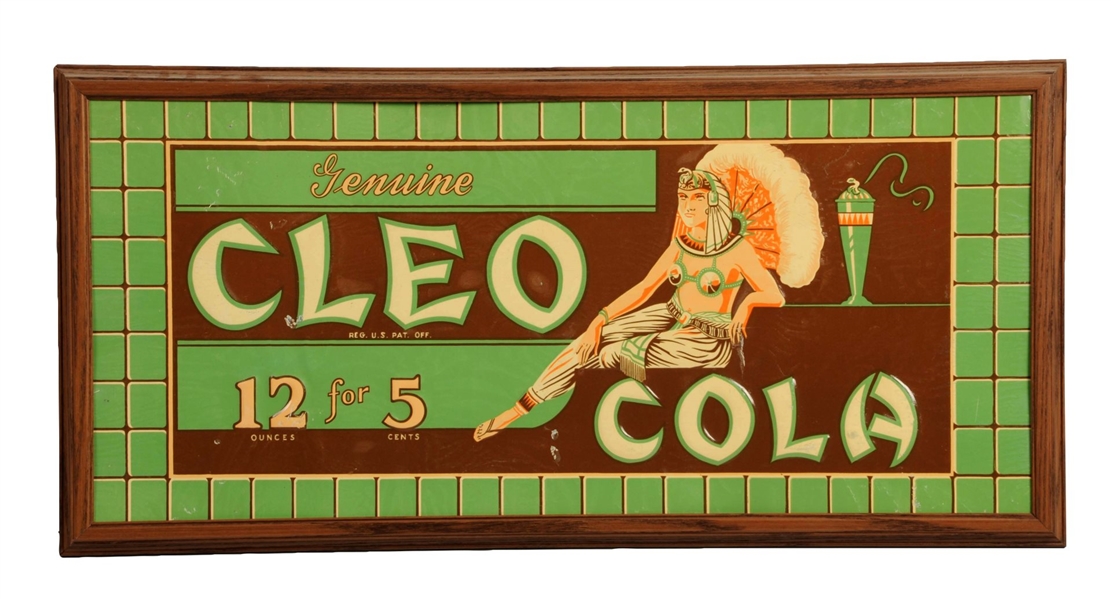 CLEO COLA EMBOSSED TIN ADVERTISING SIGN.          