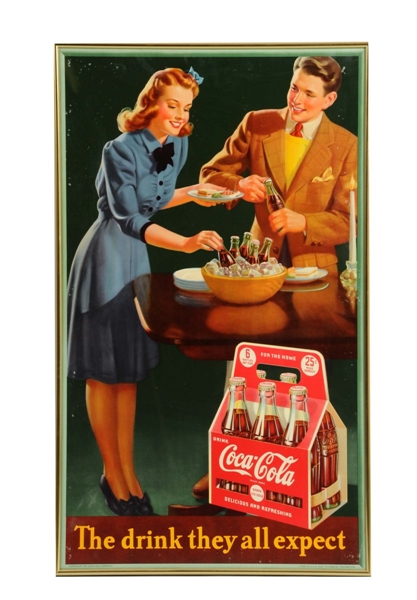 1942 COCA-COLA SIX PACK CARDBOARD SIGN.           