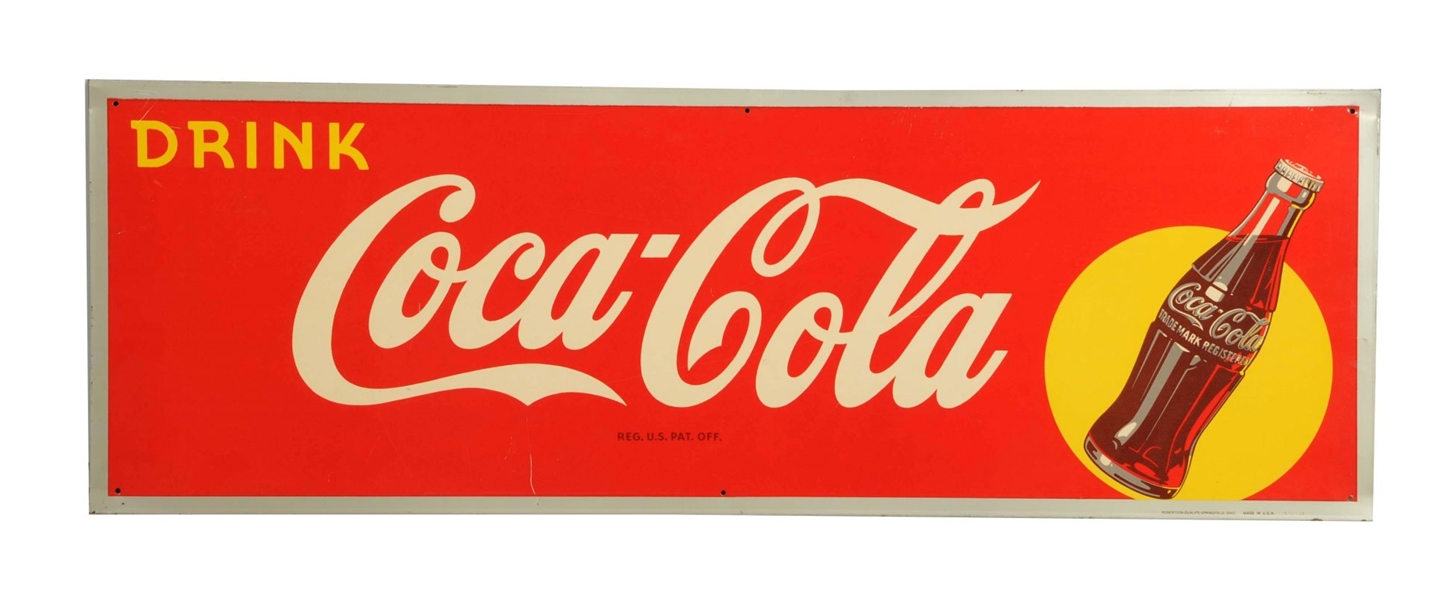 1940S COCA-COLA TIN ADVERTISING SIGN.            