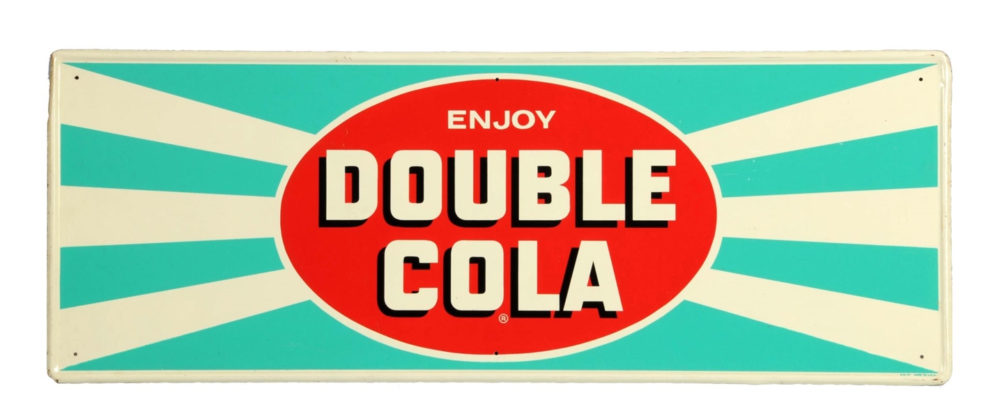 DOUBLE COLA SELF FRAMED TIN ADVERTISING SIGN.     