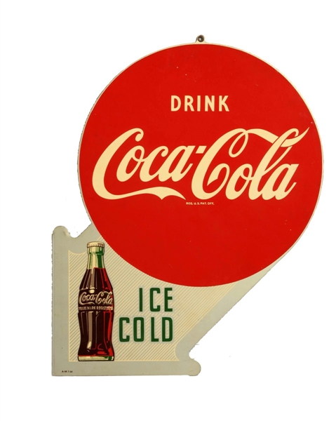 1950S COCA-COLA DIECUT ADVERTISING FLANGE SIGN.  
