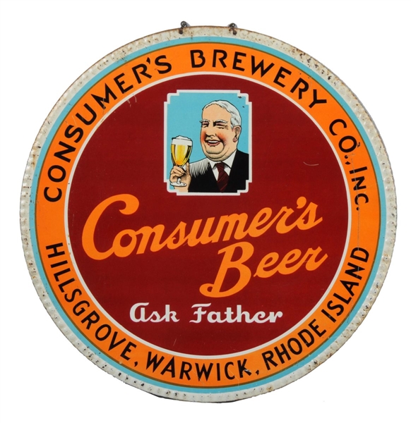 CONSUMERS BREWERY CO. BEER SELF FRAMED SIGN.     