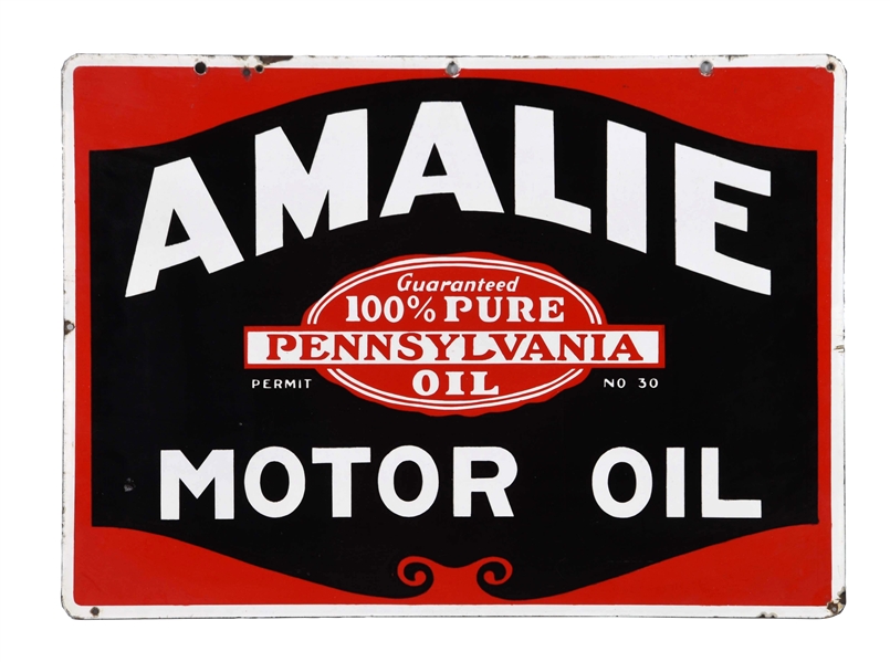 AMALIE MOTOR OIL PORCELAIN SIGN.