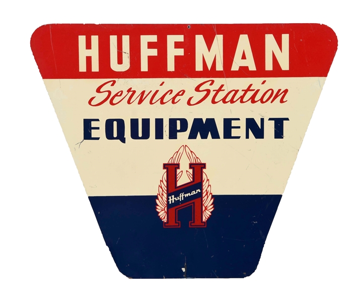 HUFFMAN SERVICE STATION EQUIPMENT DIECUT TIN SIGN.                                                  