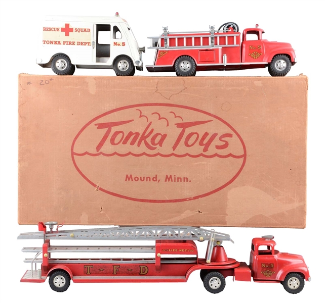 TONKA FIRE DEPARTMENT SET WITH ORIGINAL BOX.