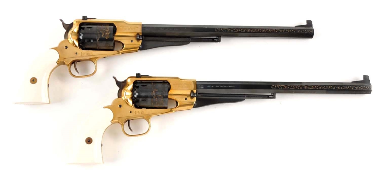 (A) CASED PAIR OF COMMEMORATIVE 1858 REMINGTONS.