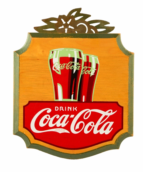 WOODEN COCA-COLA KAY DISPLAYS DIECUT SIGN.