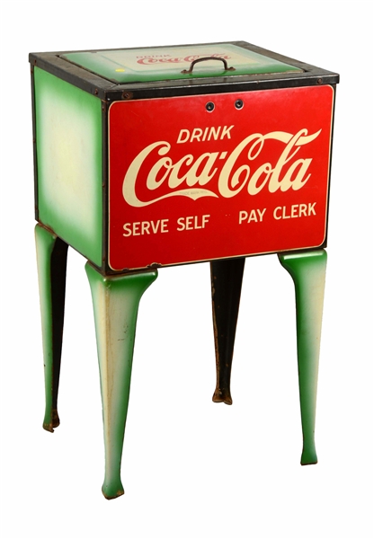 1920S COCA-COLA PORCELAIN FLOOR COOLER.