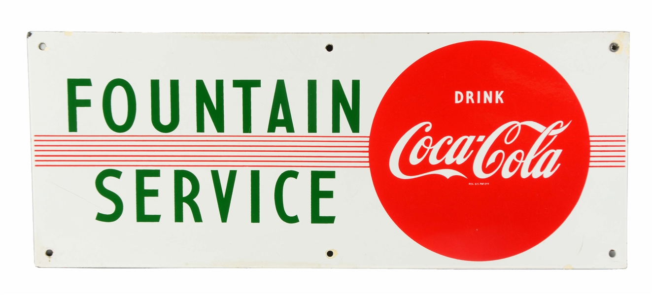 PORCELAIN COCA-COLA "FOUNTAIN SERVICE" ADVERTISING SIGN.