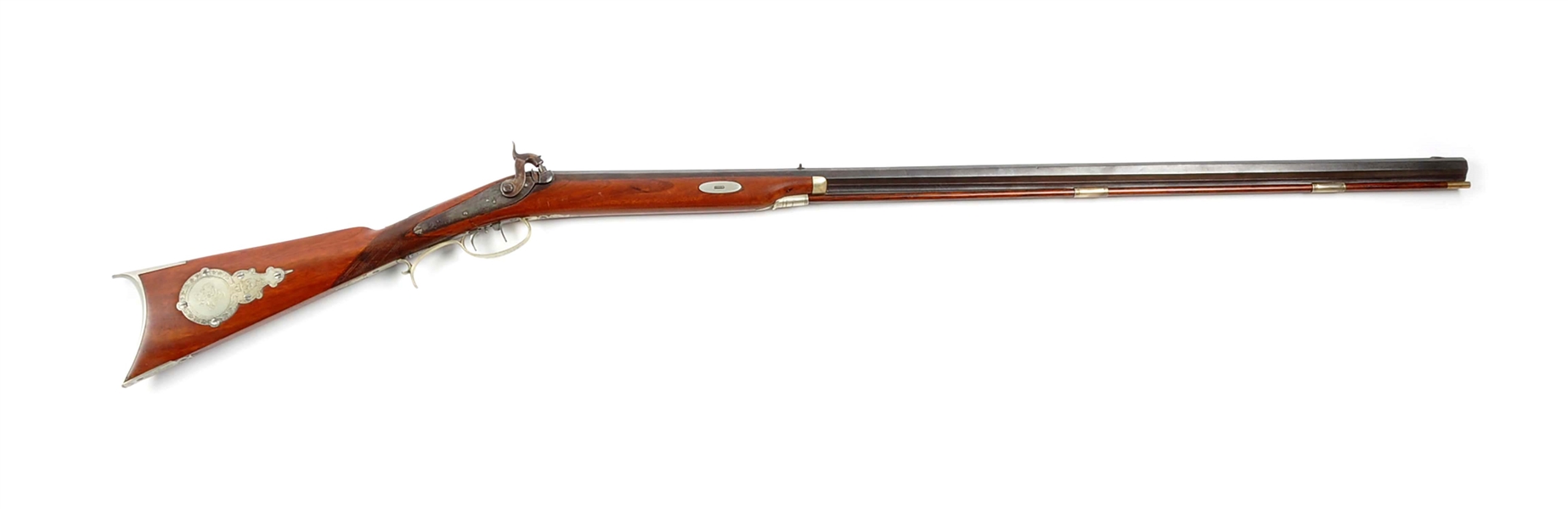 (A) SILVER MOUNTED HALF STOCK RIFLE BY MCCOMAS.