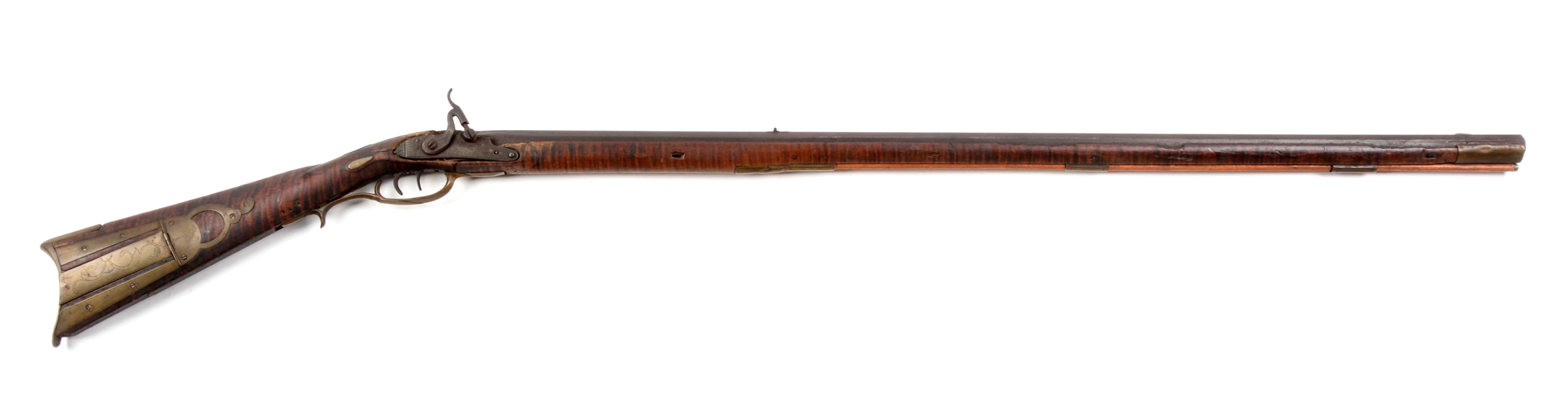 (A) BEDFORD CO. PERCUSSION LONG RIFLE BY JOHN AMOS