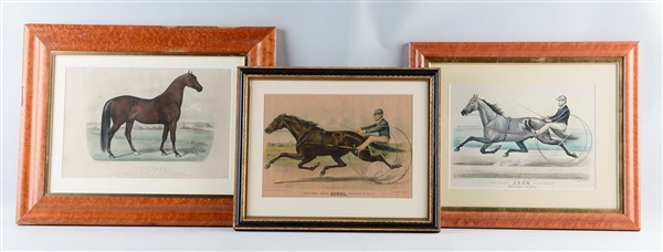 LOT OF 3: CURRIER & IVES HORSE PRINTS
