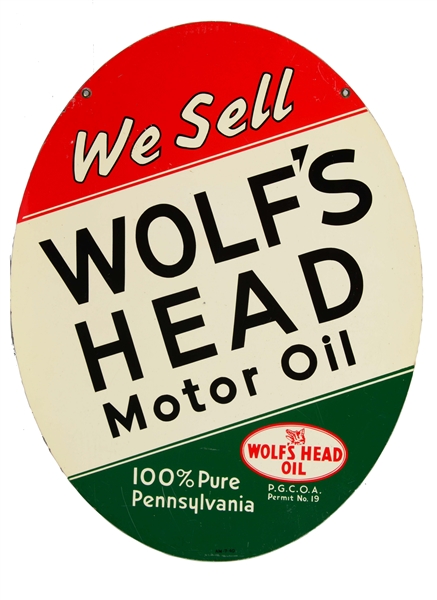 WOLFS HEAD MOTOR OIL SIGN