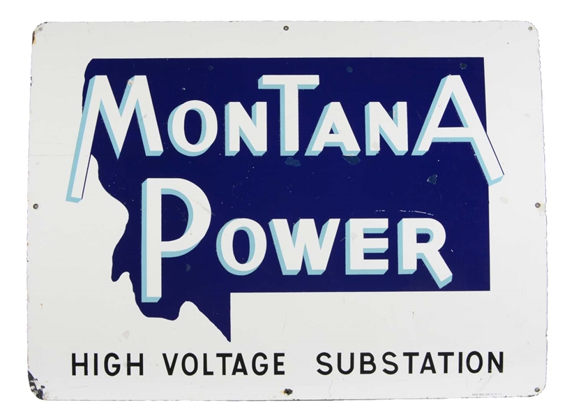 MONTANA POWER SUBSTATION PORCELAIN SIGN