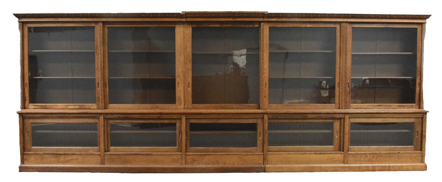 LARGE OAK AND GLASS CABINET