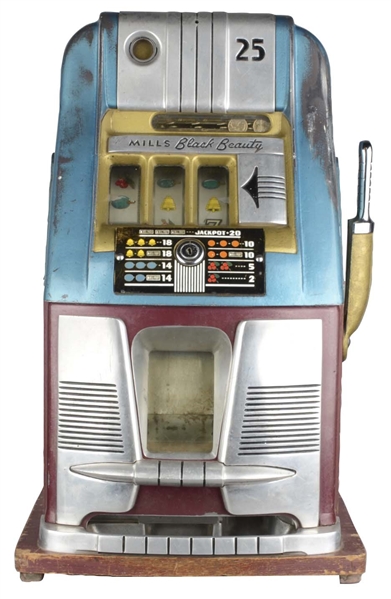 **25¢ MILLS BLACK BEAUTY HIGH TOP SLOT MACHINE